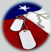 military dog tags and American flag